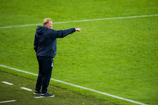Robert Prosinecki, head coach of Azerbaijan reacts