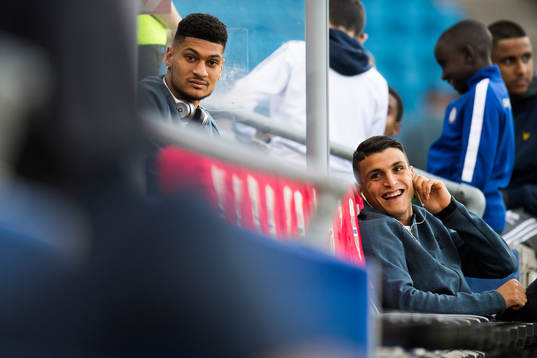 Joshua King and Mohamed Elyounoussi of Norway