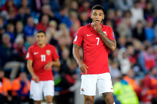 Joshua King of Norway looks dejected