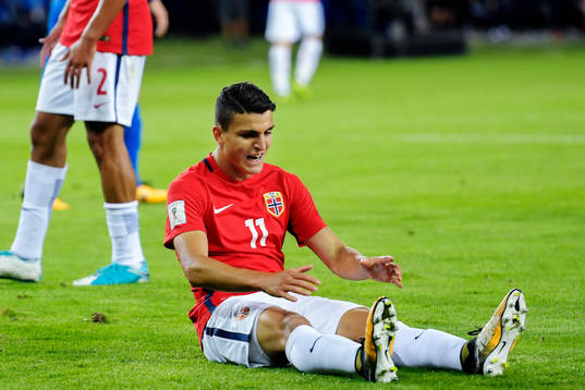 Mohamed Elyounoussi of Norway looks dejected