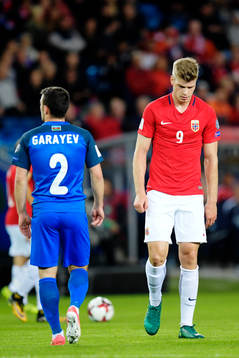 Alexander Sørloth of Norway looks dejected