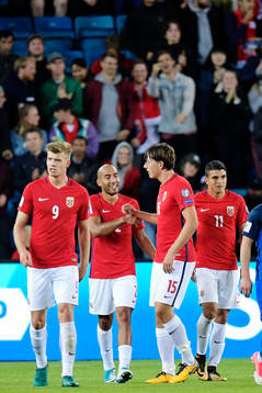 Alexander Sørloth, Haitam Aleesami and Sander Berge of