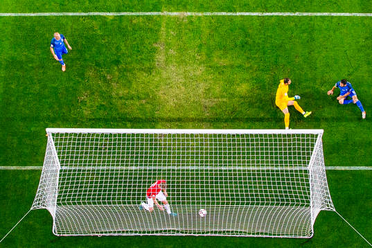 Alexander Sørloth picks up the ball