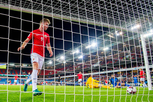Alexander Sørloth picks up the ball