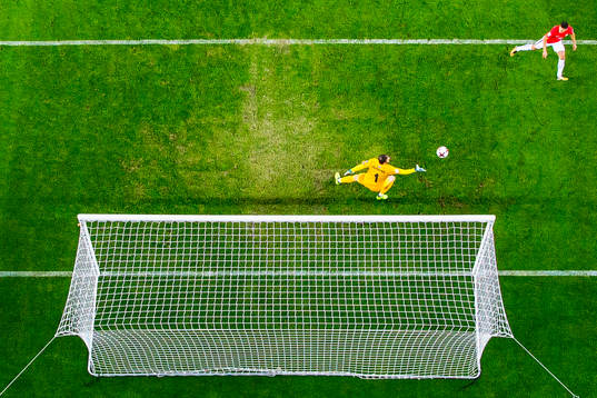 Tarik Elyounoussi of Norway scores a disallowed goal behind