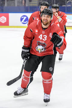 Nichlas Hardt of Malmö Redhawks celebrates with his