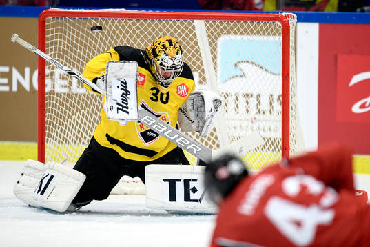 Nichlas Hardt of Malmö Redhawks scores 3-0 behind