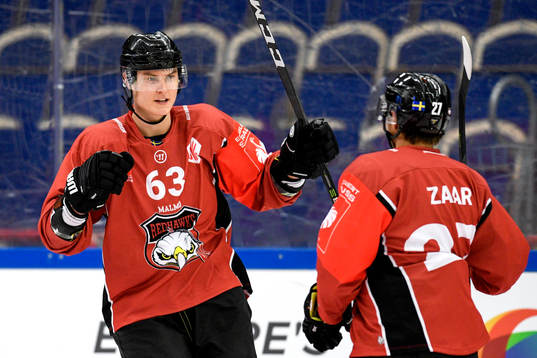 Fredrik Händemark of Malmö Redhawks celebrates with