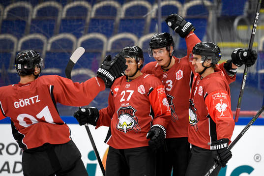 Fredrik Händemark of Malmö Redhawks celebrates with his