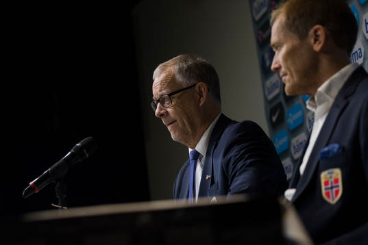 Lars Lagerbäck, head coach of Norway and Svein Graff,