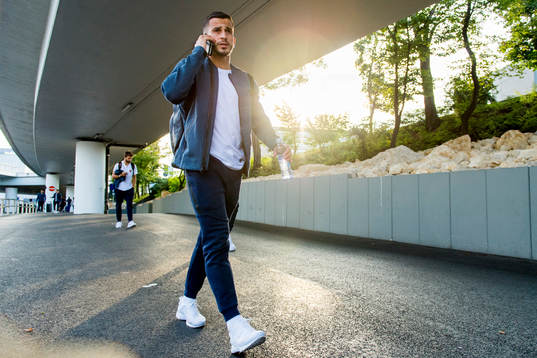 Omar Elabdellaoui arrives at the airport