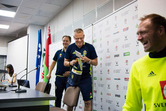 Förbundskapten Janne Andersson och Andreas Granqvist
