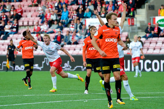 Filip Johansen Westgård of Fredrikstad celebrates with his