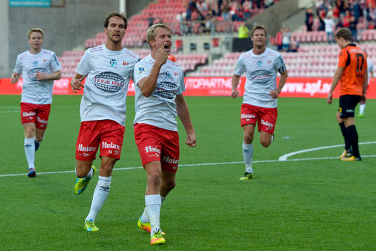 Filip Johansen Westgård of Fredrikstad celebrates with his