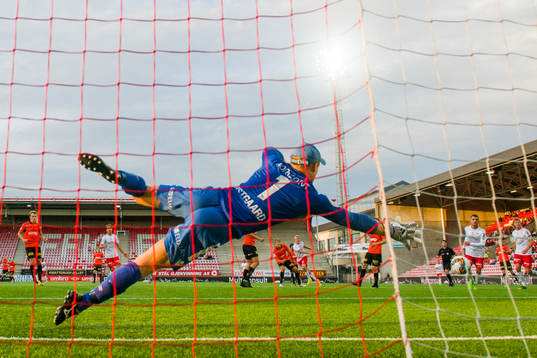 Filip Johansen Westgård of Fredrikstad scores 2-1 behind