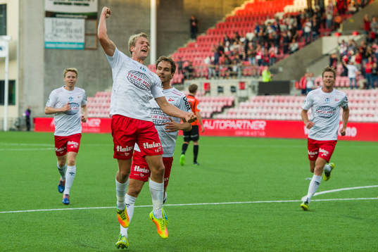 Filip Johansen Westgård of Fredrikstad celebrates with his