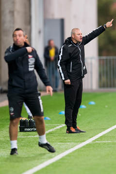 Coach Andrea Loberto of Fredrikstad and coach Mons Ivar