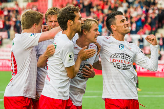 Filip Johansen Westgård of Fredrikstad celebrates with his