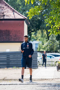 Bjørn Maars Johnsen arrives at a press event
