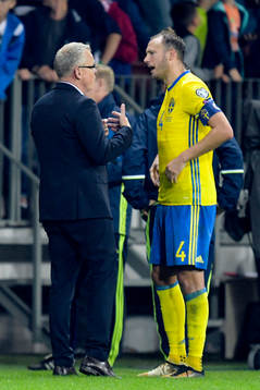 Sveriges förbundskapten Janne Andersson och Andreas