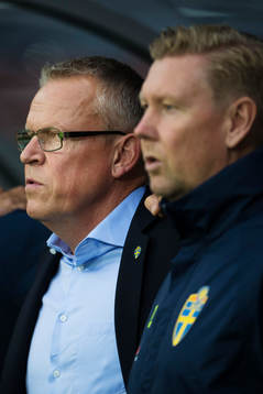 Sveriges förbundskapten Janne Andersson och assisterande