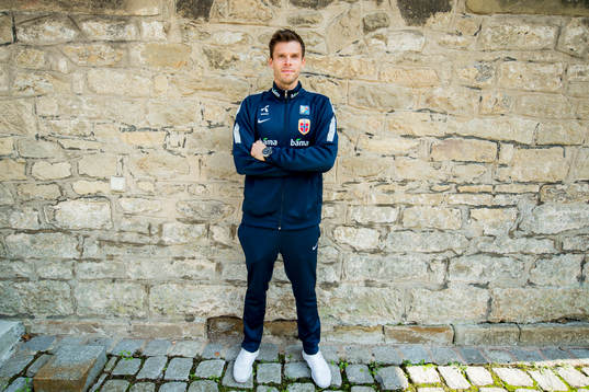 Norway's goalkeeper Rune Almenning Jarstein  poses for a