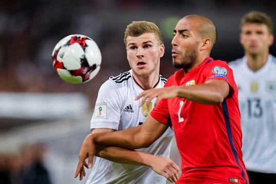Timo Werner of Germany and Haitam Aleesami of Norway