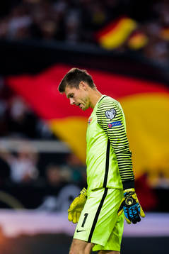 Goalkeeper Rune Almenning Jarstein of Norway looks dejected