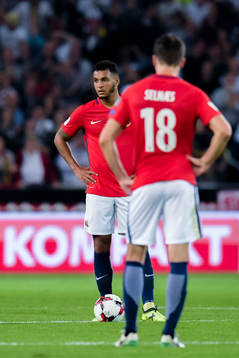 Joshua King and Anders Konradsen of Norway of Norway looks