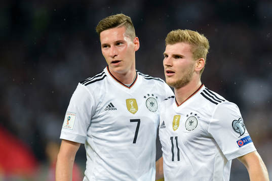 Julian Draxler and Timo Werner of Germany celebrates the