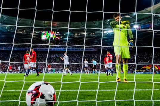 goalkeeper Rune Almenning Jarstein of Norway looks dejected