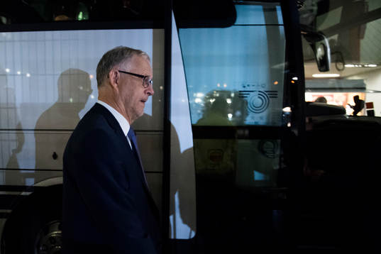 Lars Lagerbäck, head coach of Norway, leaves the arena