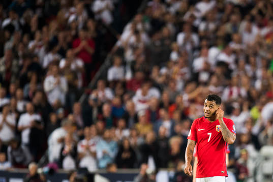 Joshua King of Norway looks dejected