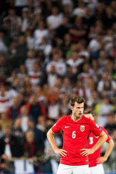 Håvard Nordtveit of Norway looks dejected
