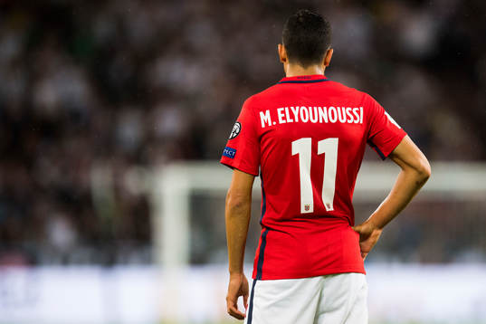 Mohamed Elyounoussi of Norway looks dejected
