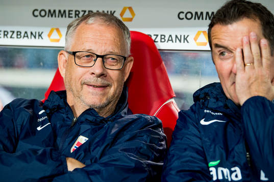 Lars Lagerbäck, head coach, and Per Joar Hansen, assistant