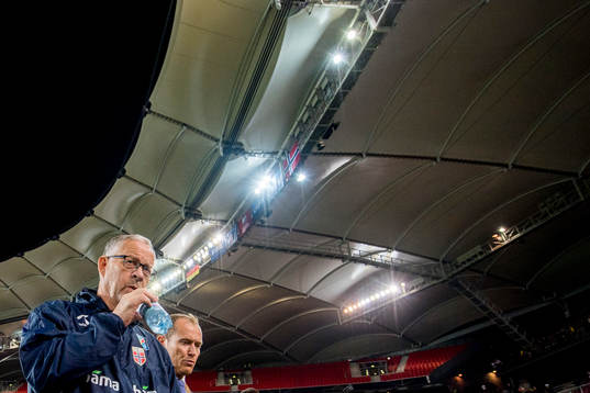 Lars Lagerbäck, head coach of Norway, and Svein Graff,