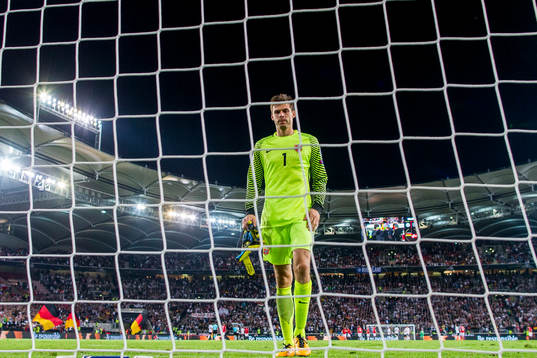 Norway's goalkeeper Rune Almenning Jarstein looks dejected