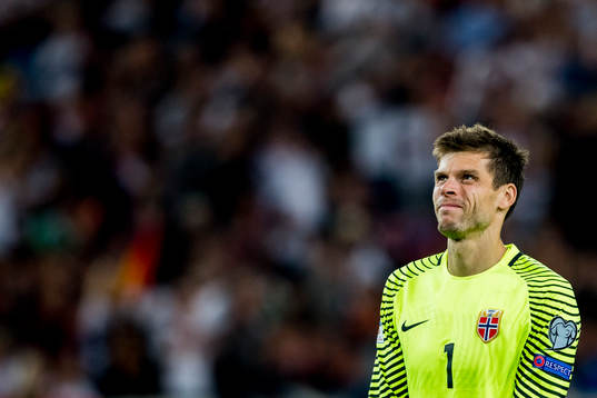 Norway's goalkeeper Rune Almenning Jarstein looks dejected