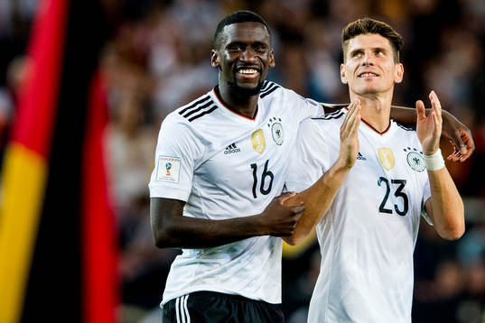 Antonio Rüdiger and Mario Gomez