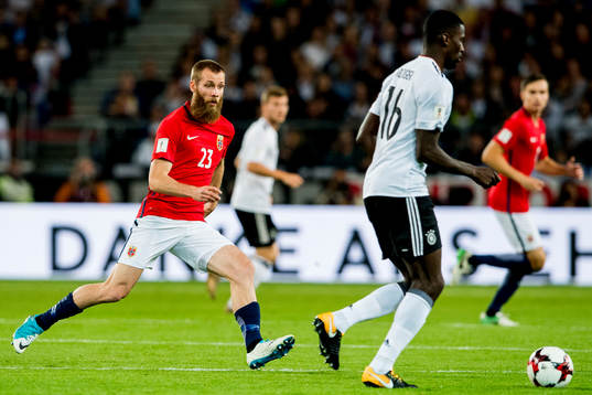 Jo Inge Berget of Norway and Antonio Rüdiger of Germany