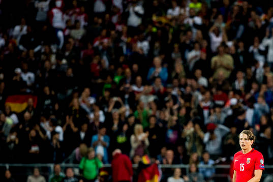 Sander Berge of Norway looks dejected