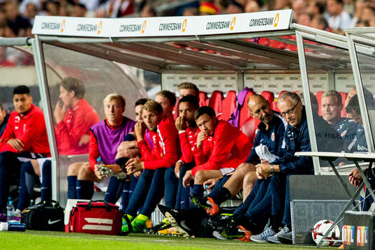 Lars Lagerbäck, head coach of Norway, looks
