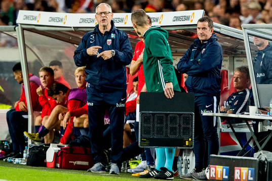 Lars Lagerbäck, head coach of Norway, and Per Joar Hansen,