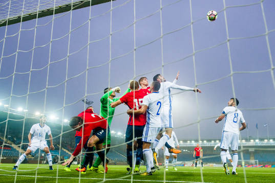 Julian Ryerson of Norway, goalkeeper Sahar Hasson of