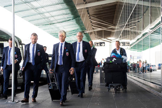 Lars Lagerbäck, head coach of Norway, at the airport