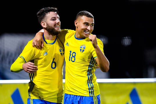 Sveriges Erdal Rakip jublar med Jordan Larsson