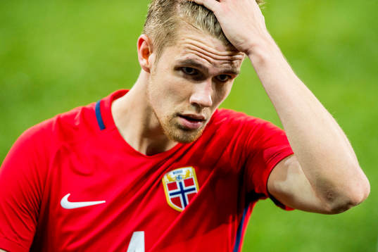 Kristoffer Ajer looks dejected
