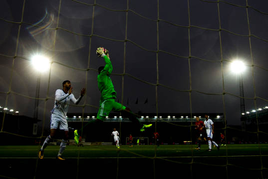 Israel's goalkeeper Sahar Hasson saves the ball