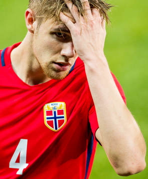Kristoffer Ajer looks dejected